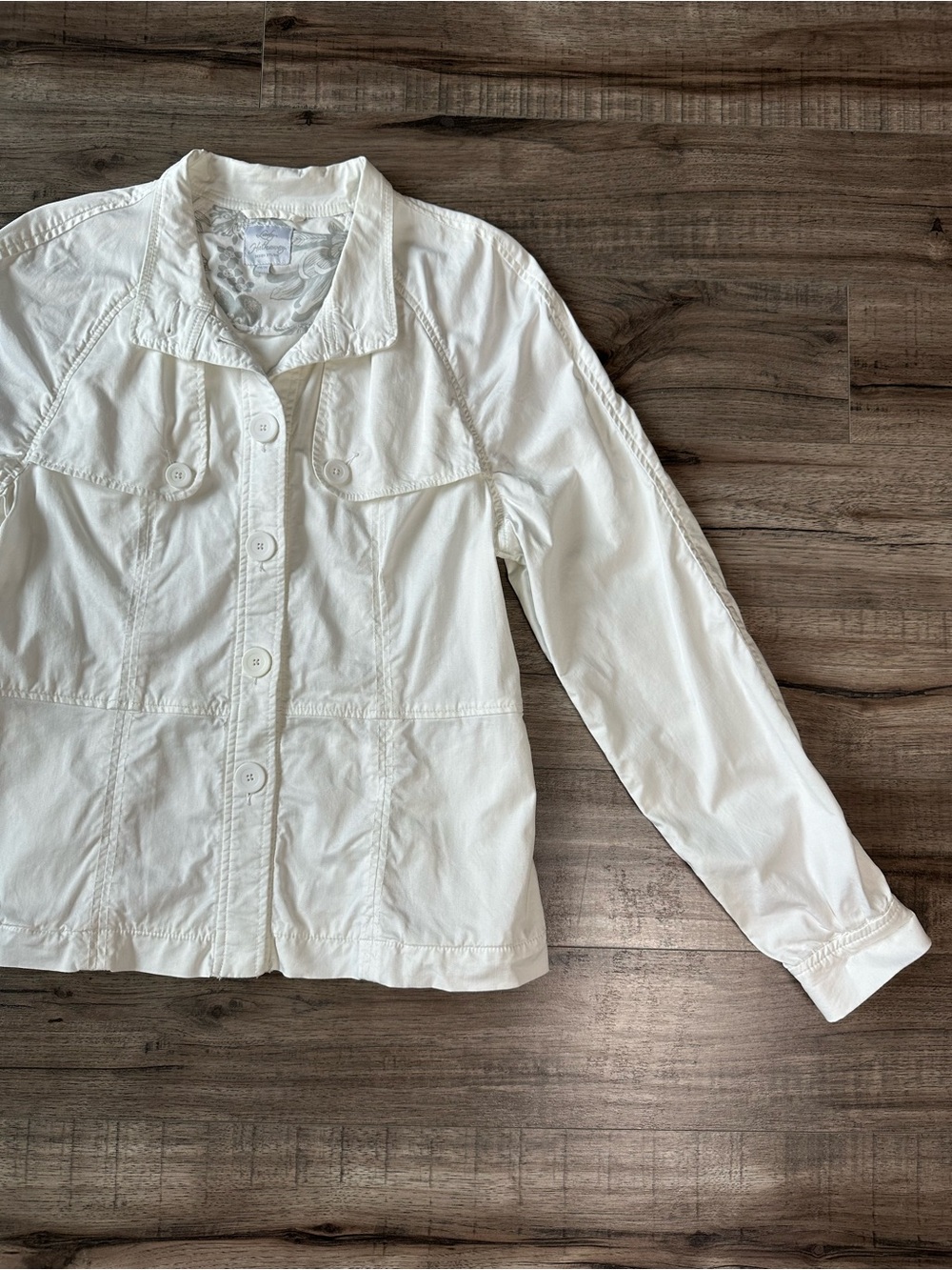Vintage Lady Hathaway Cotton White Utility Jacket Military Summer Lightweight M